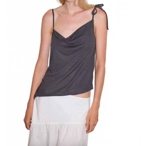 NEW DEIJI STUDIOS split scoopneck top in night blue - Picture 1 of 5